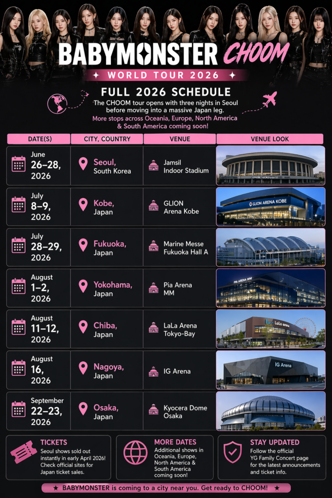 baby monster tour venu and schedule